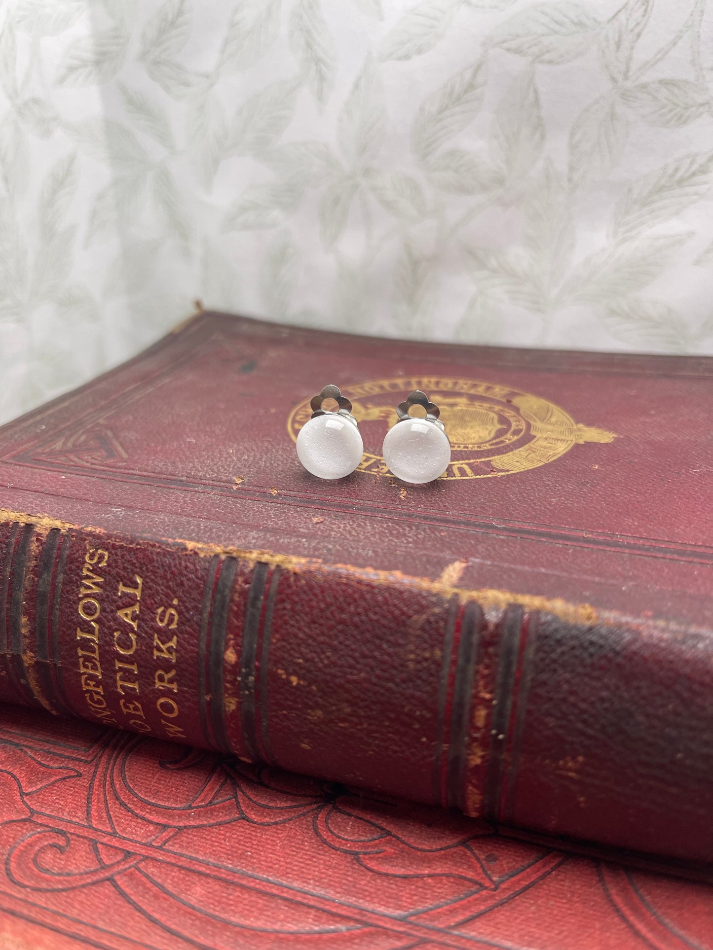 Fused glass hand made clip on stud earrings (any colour)