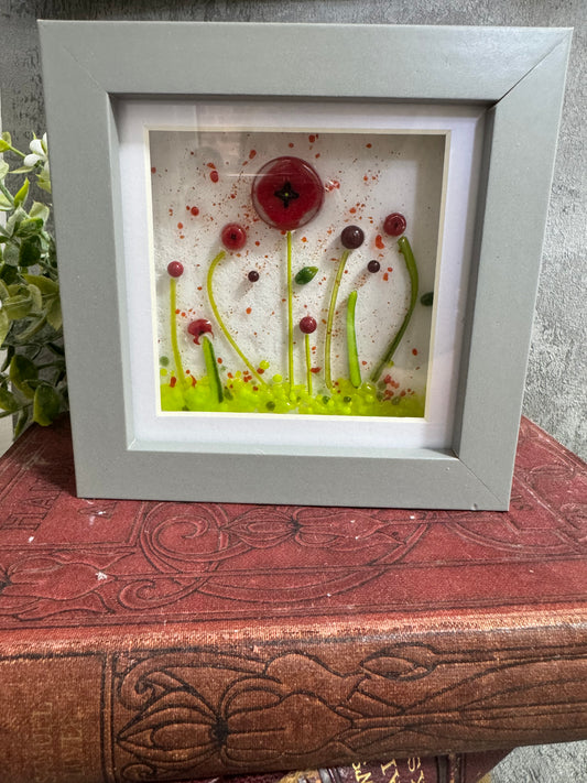 Glass poppy meadow picture frames hand made to order