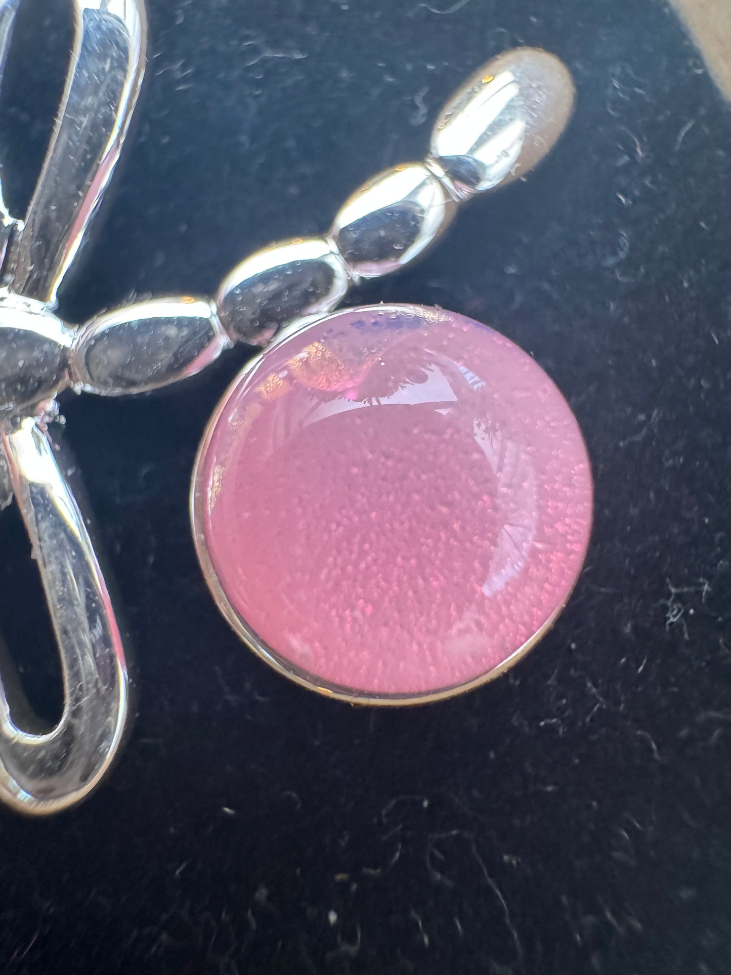 Pink glass dragonfly pendant