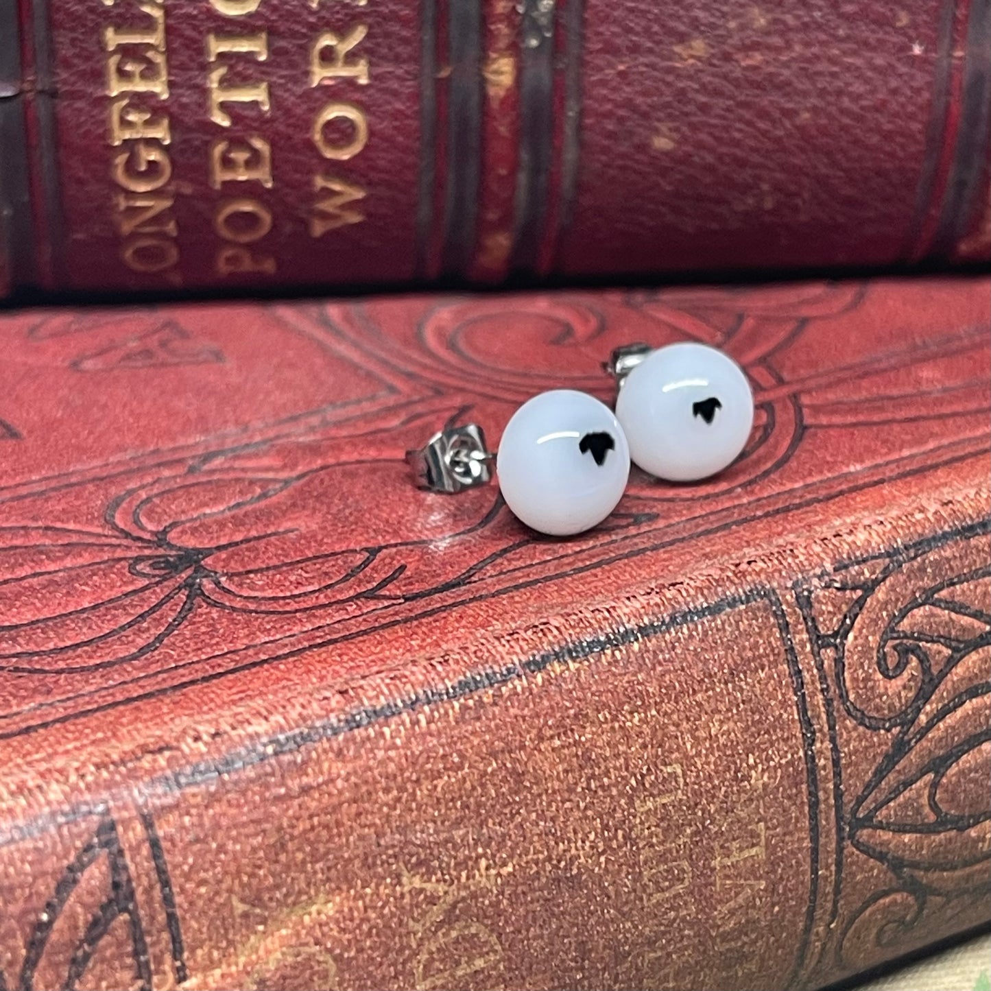 Fused glass stud earrings on stainless steel posts with butterfly backs