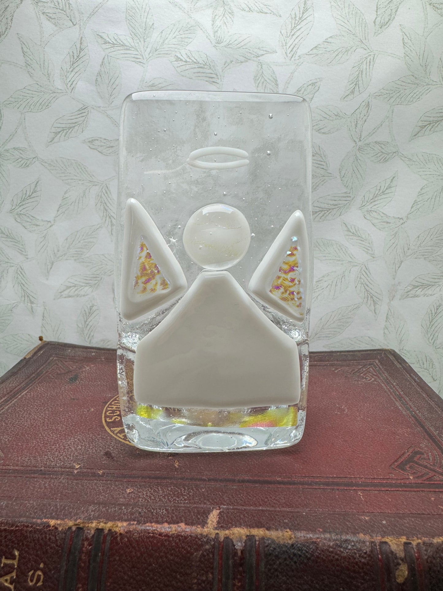 Guardian Angel remembrance angel glass tea light candle holder