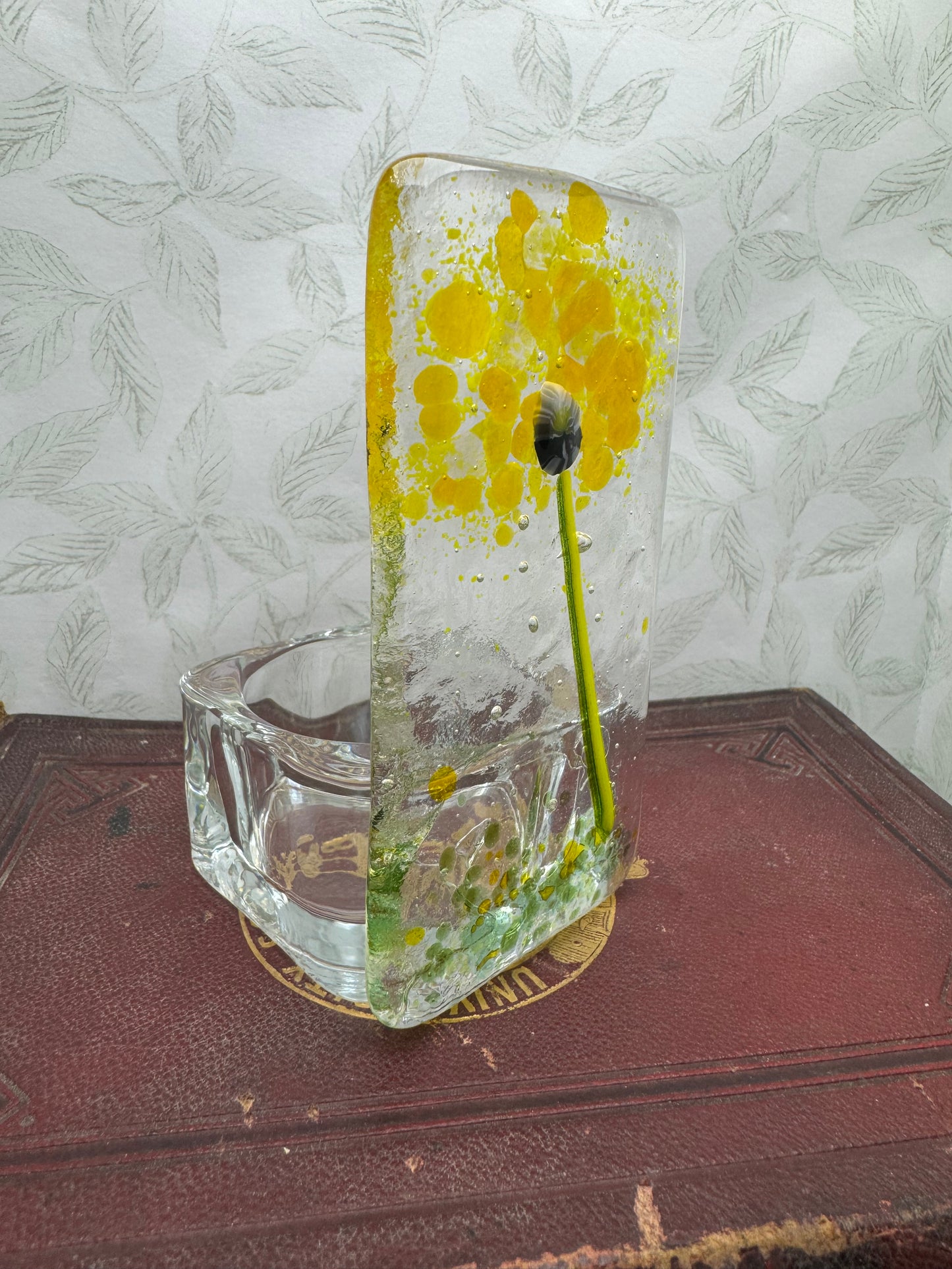 Fused glass flower tea light candle holders