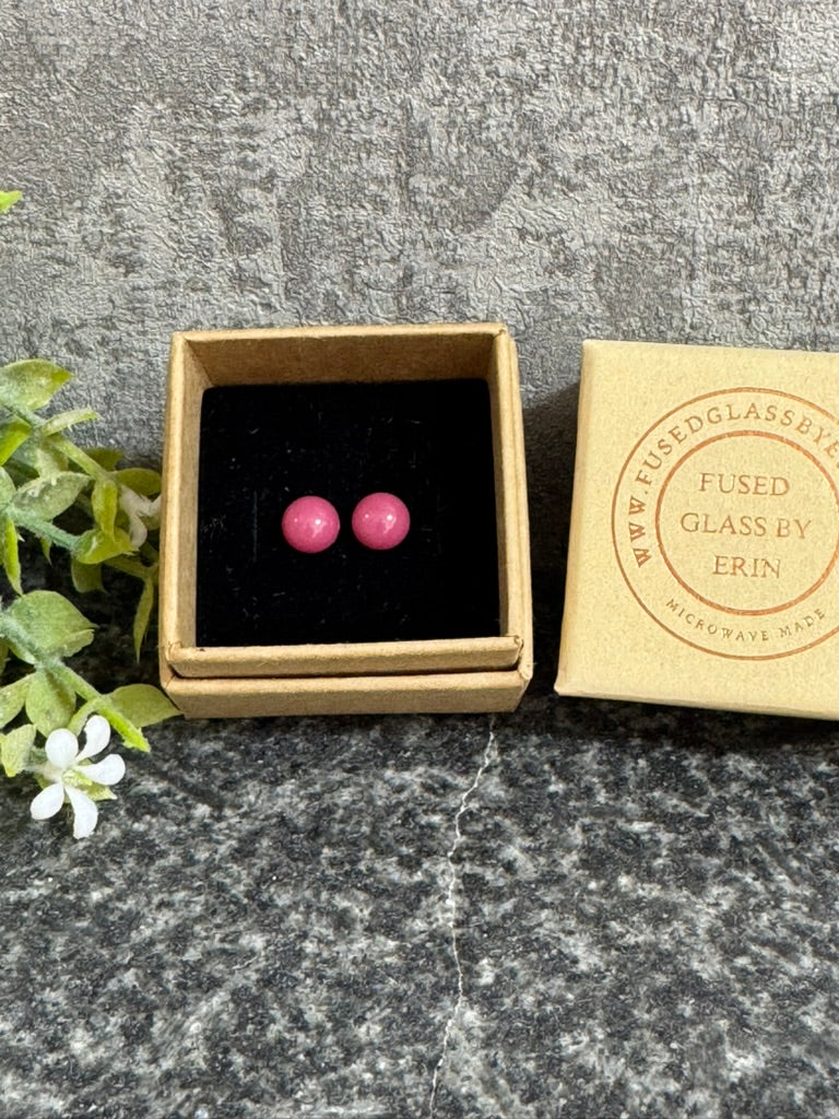 Fused glass stud earrings on stainless steel posts with butterfly backs