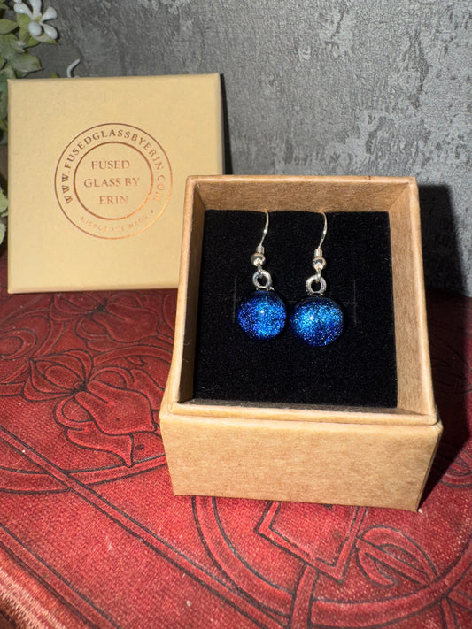 Fused glass drop earrings 925 sterling silver hooks