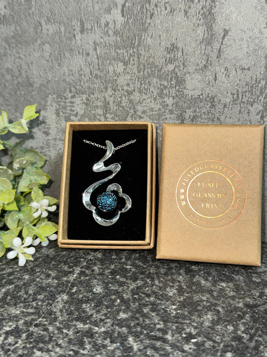 Flower drop pendant with 18” chain