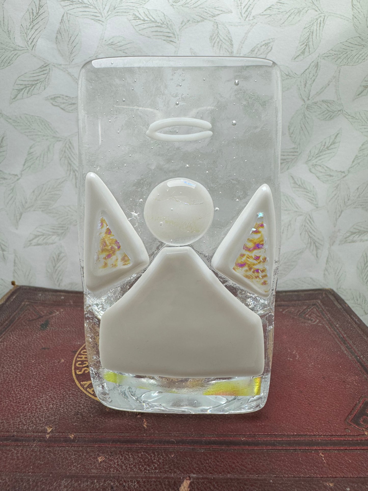 Guardian Angel remembrance angel glass tea light candle holder