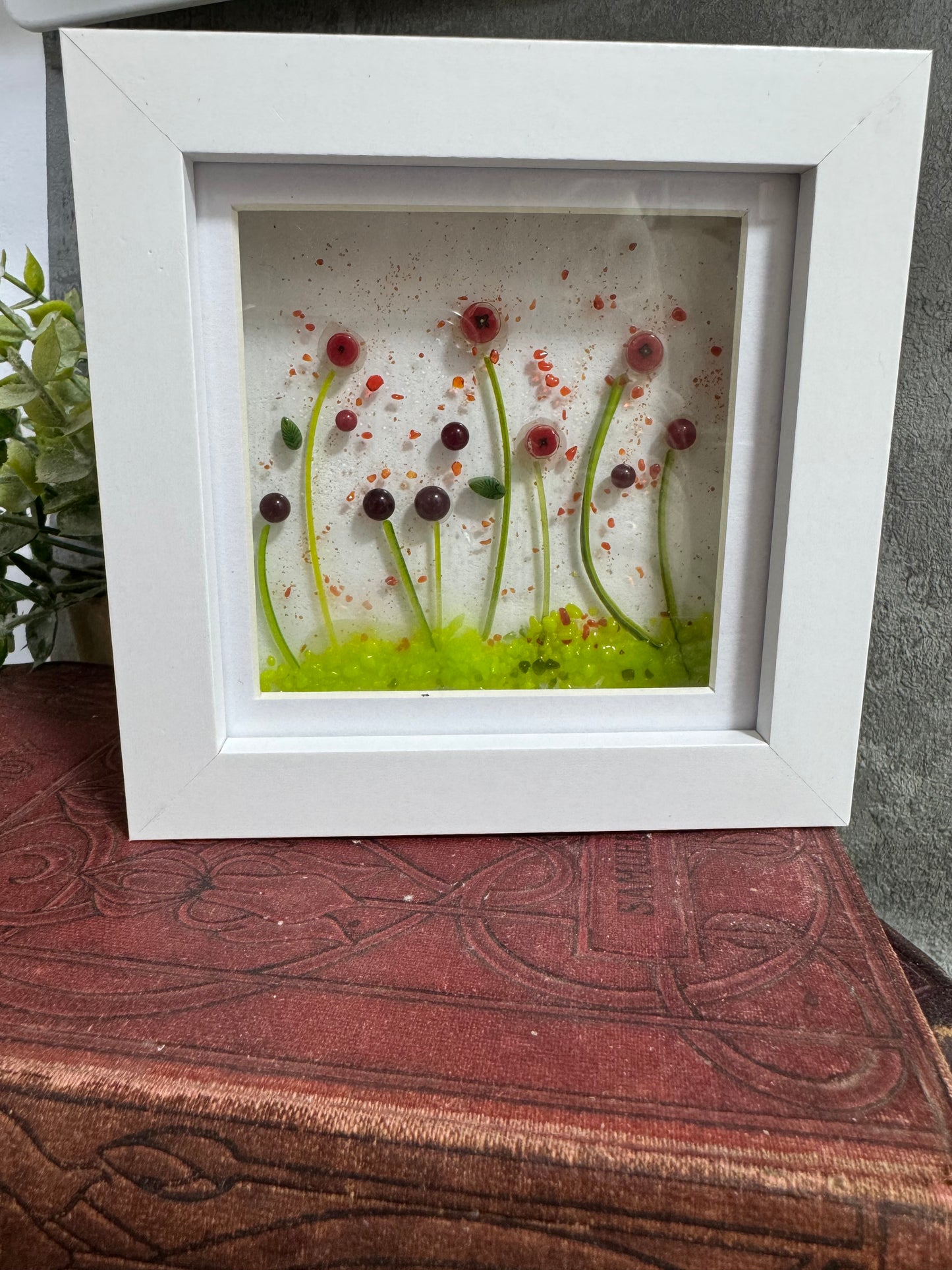 Glass poppy meadow picture frames hand made to order