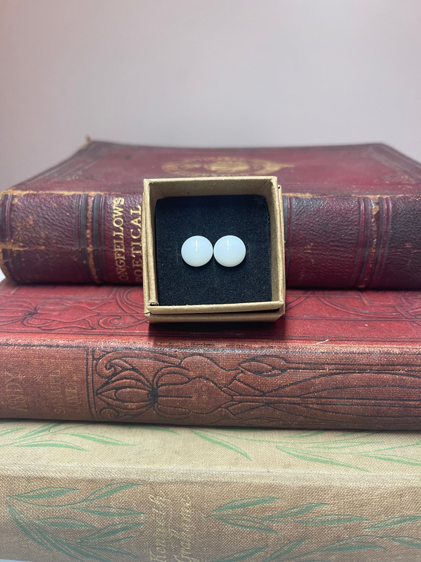 Fused glass stud earrings on stainless steel posts with butterfly backs