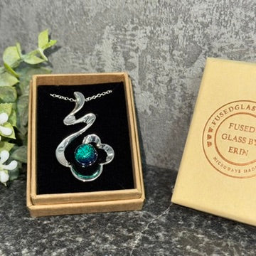 Flower drop pendant with 18” chain