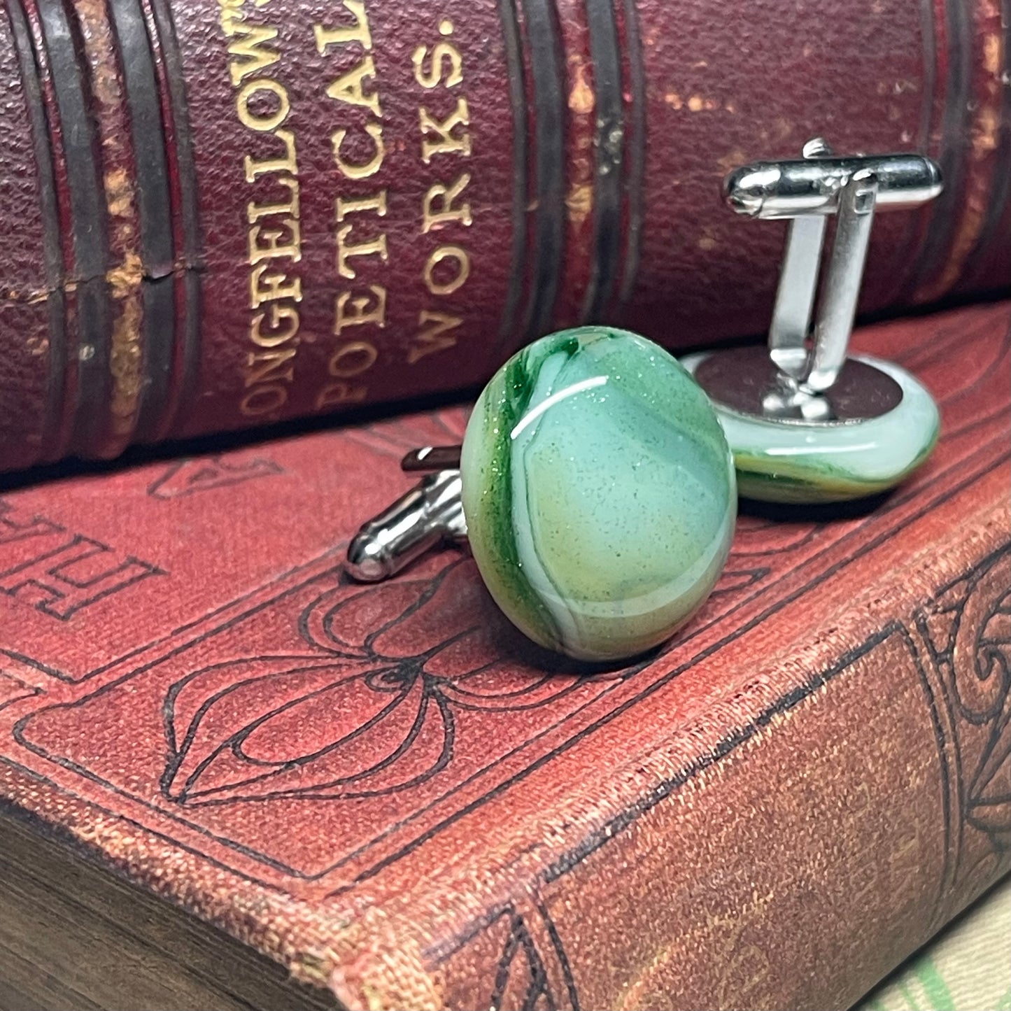 Fused glass cufflinks handmade to order