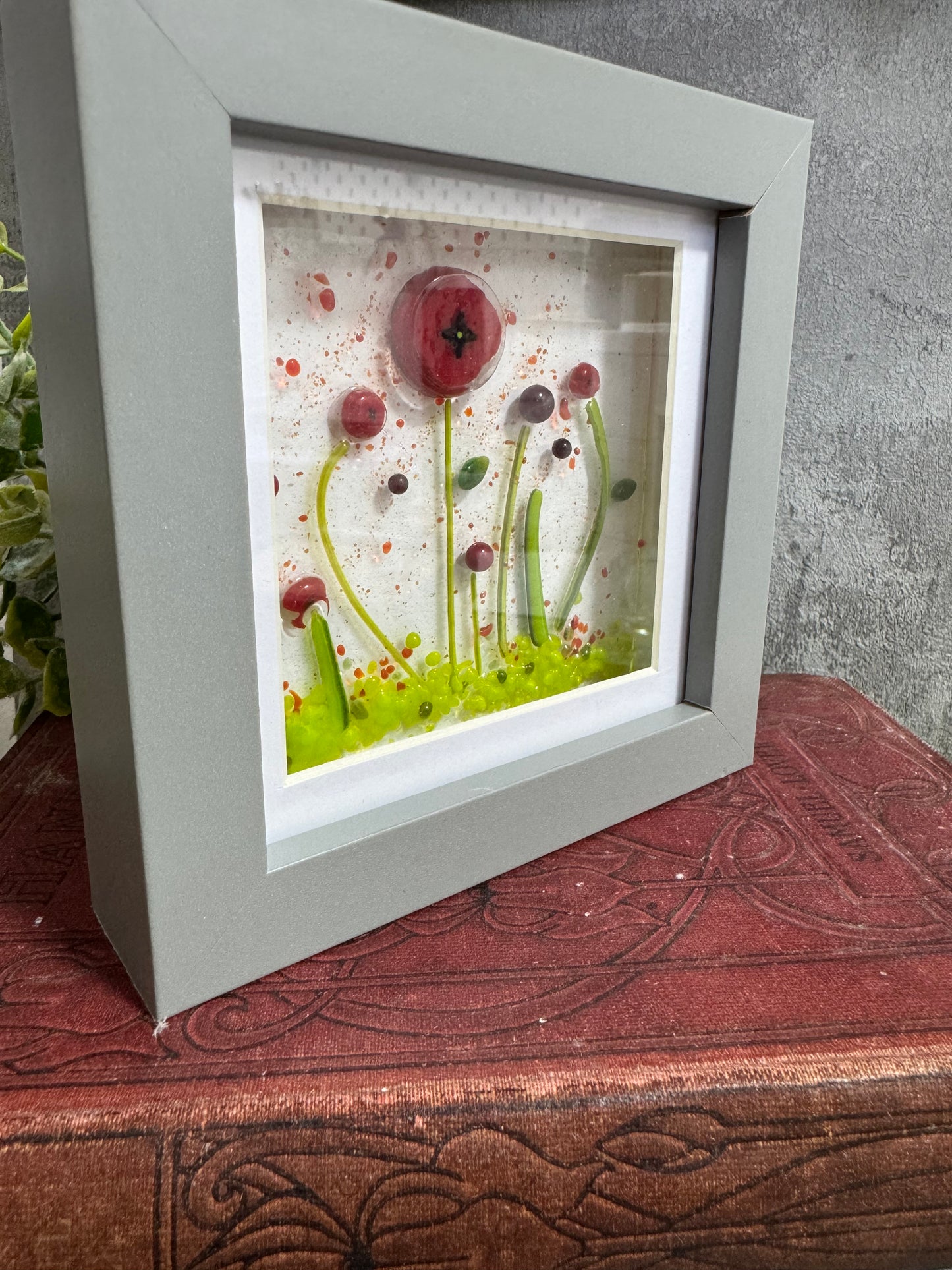 Glass poppy meadow picture frames hand made to order