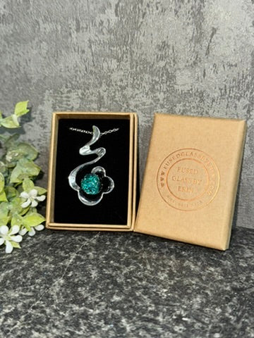 Flower drop pendant with 18” chain