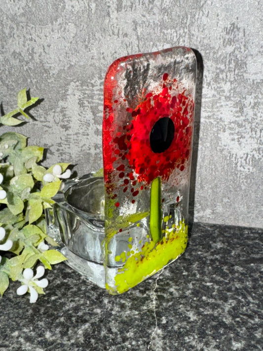 Fused glass flower tea light candle holders