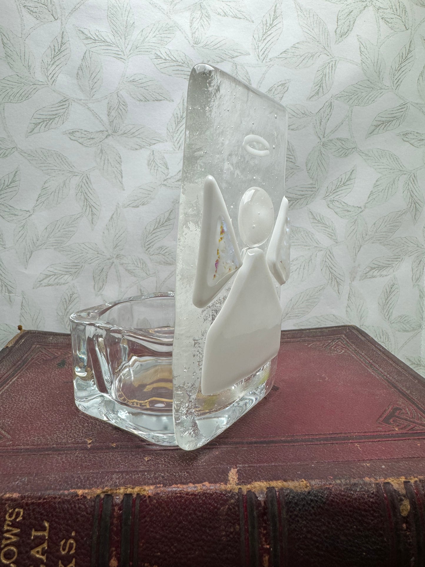 Guardian Angel remembrance angel glass tea light candle holder