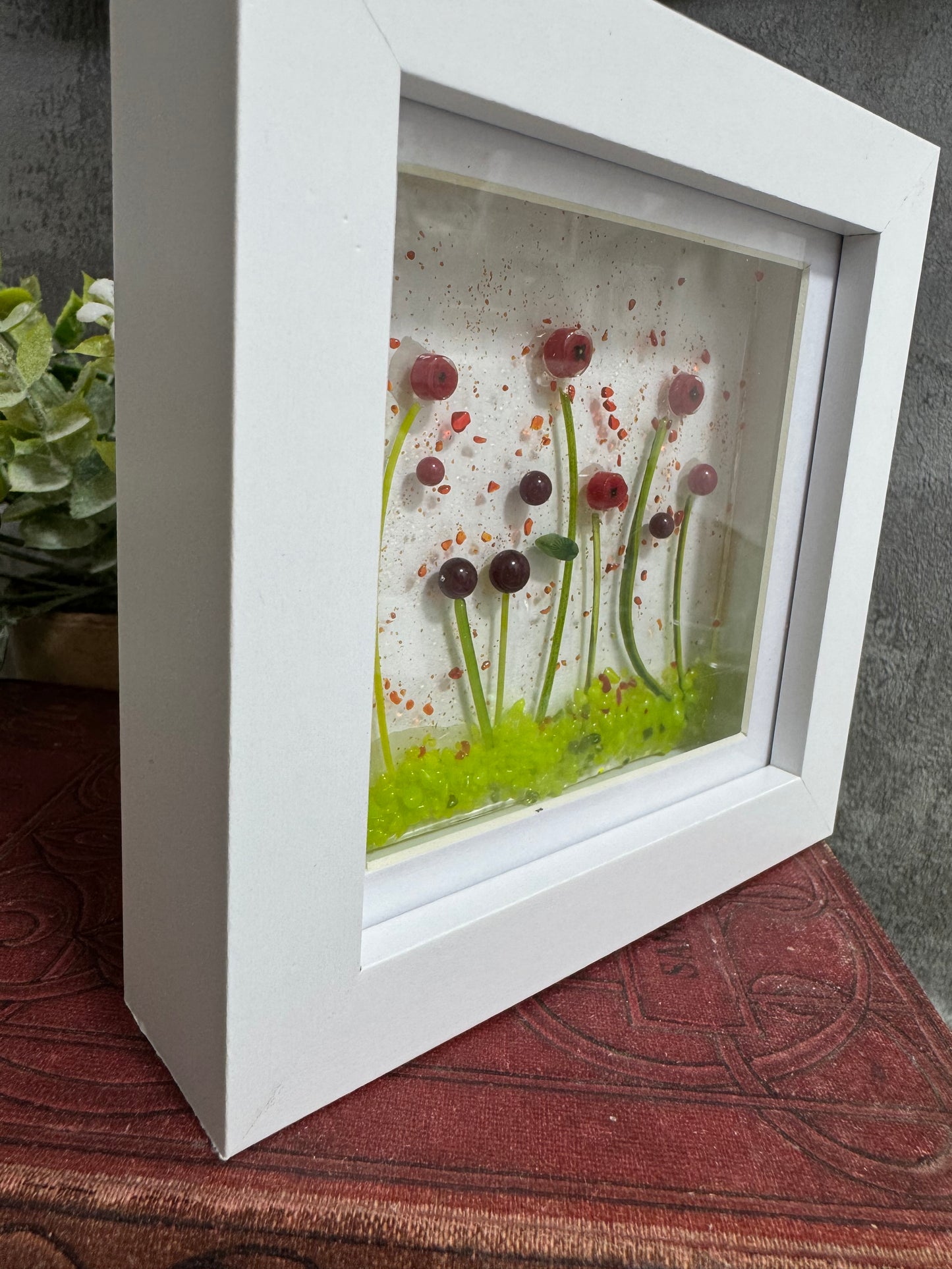 Glass poppy meadow picture frames hand made to order