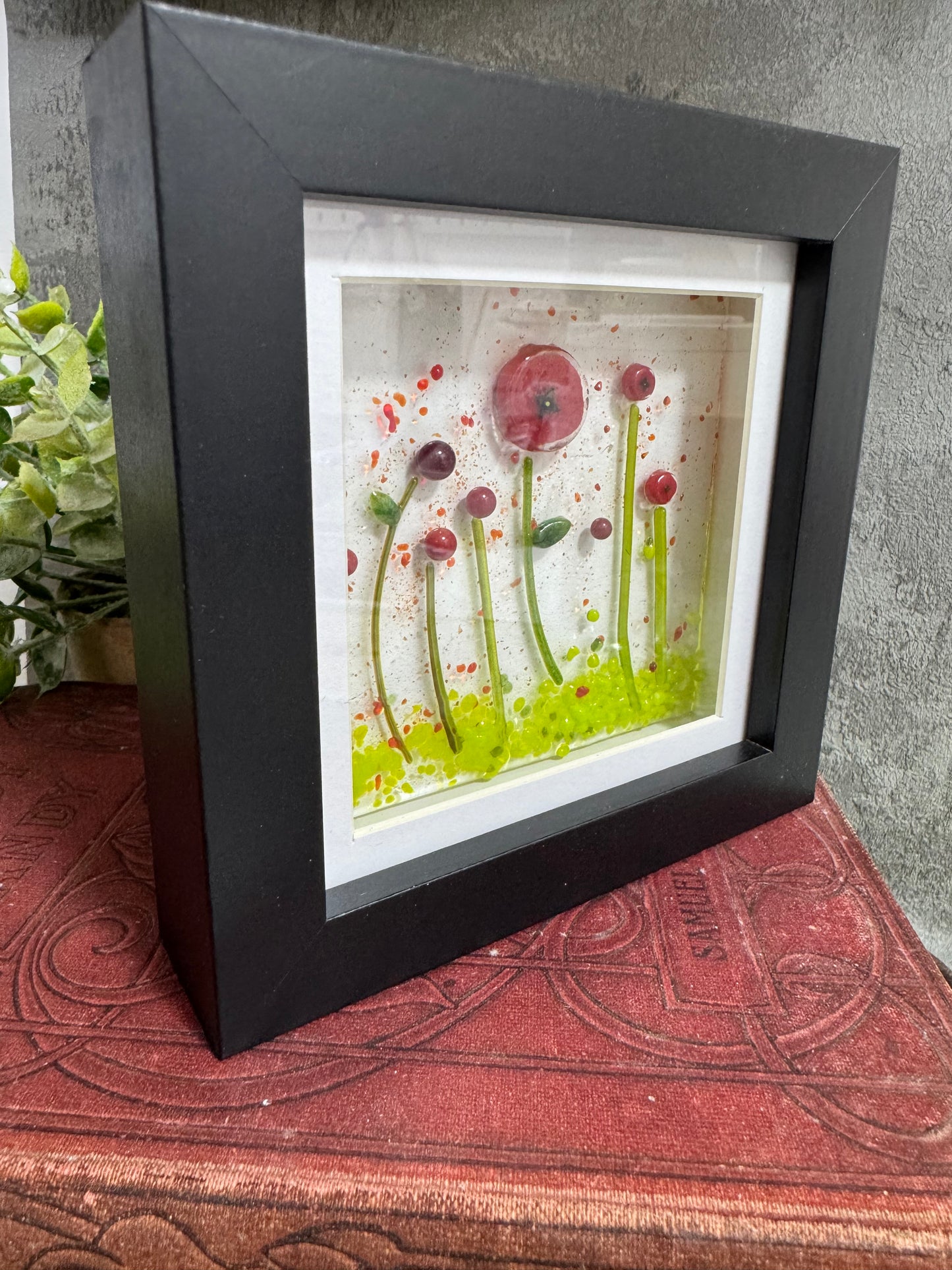 Glass poppy meadow picture frames hand made to order