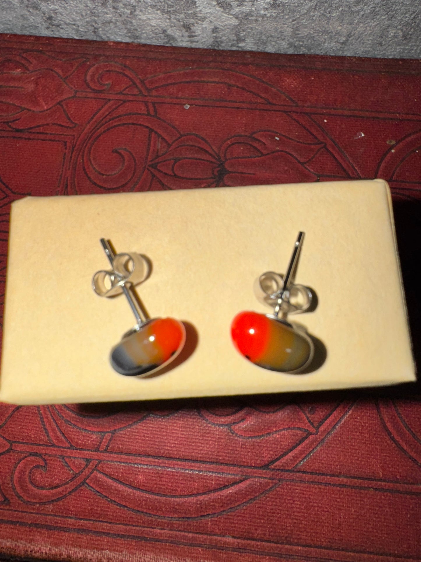 Fused glass Robin stud earrings