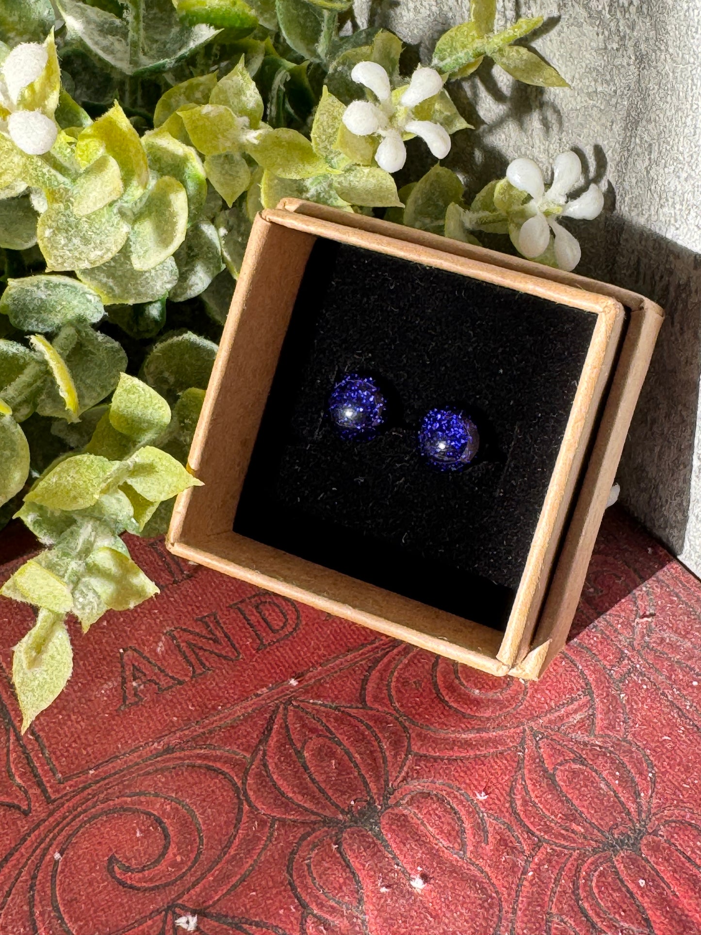 Fused glass stud earrings on stainless steel posts with butterfly backs