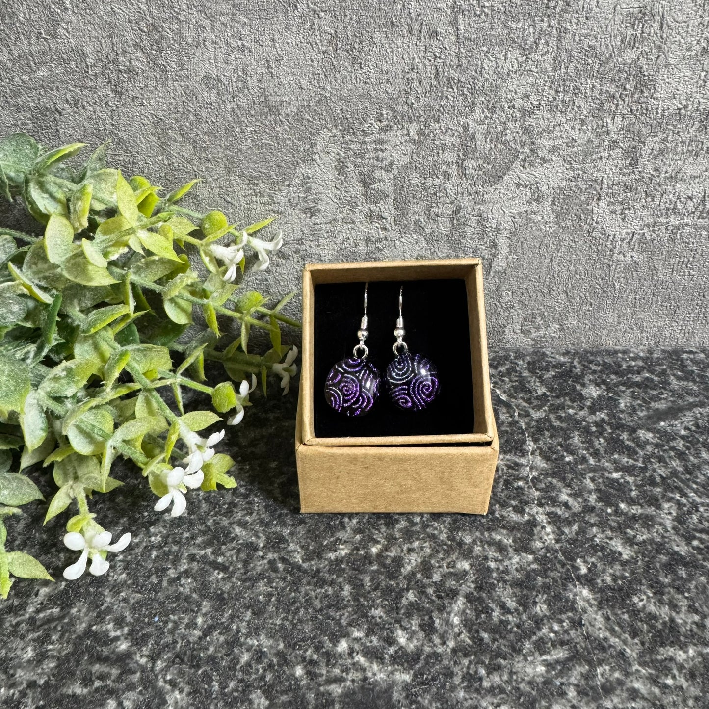 Fused glass drop earrings gold plated over 925 sterling silver hooks