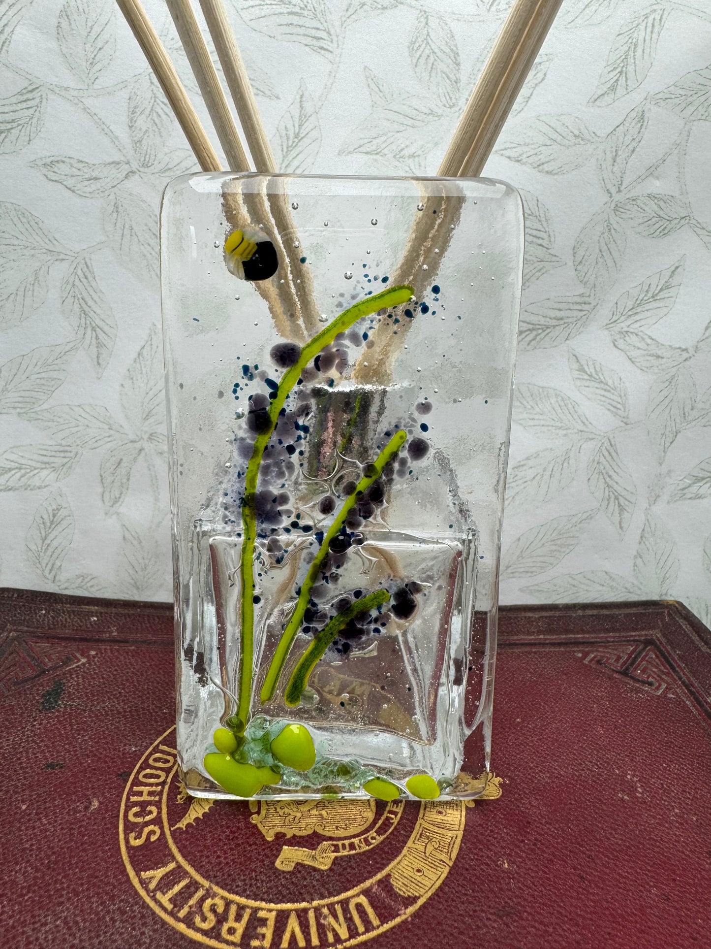 Lavender design Reed diffuser glass bottle