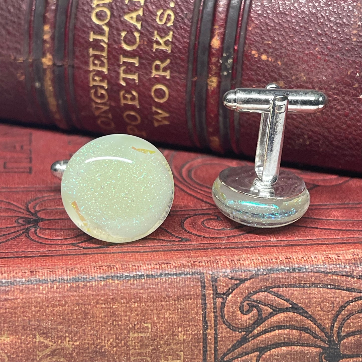 Fused glass cufflinks handmade to order