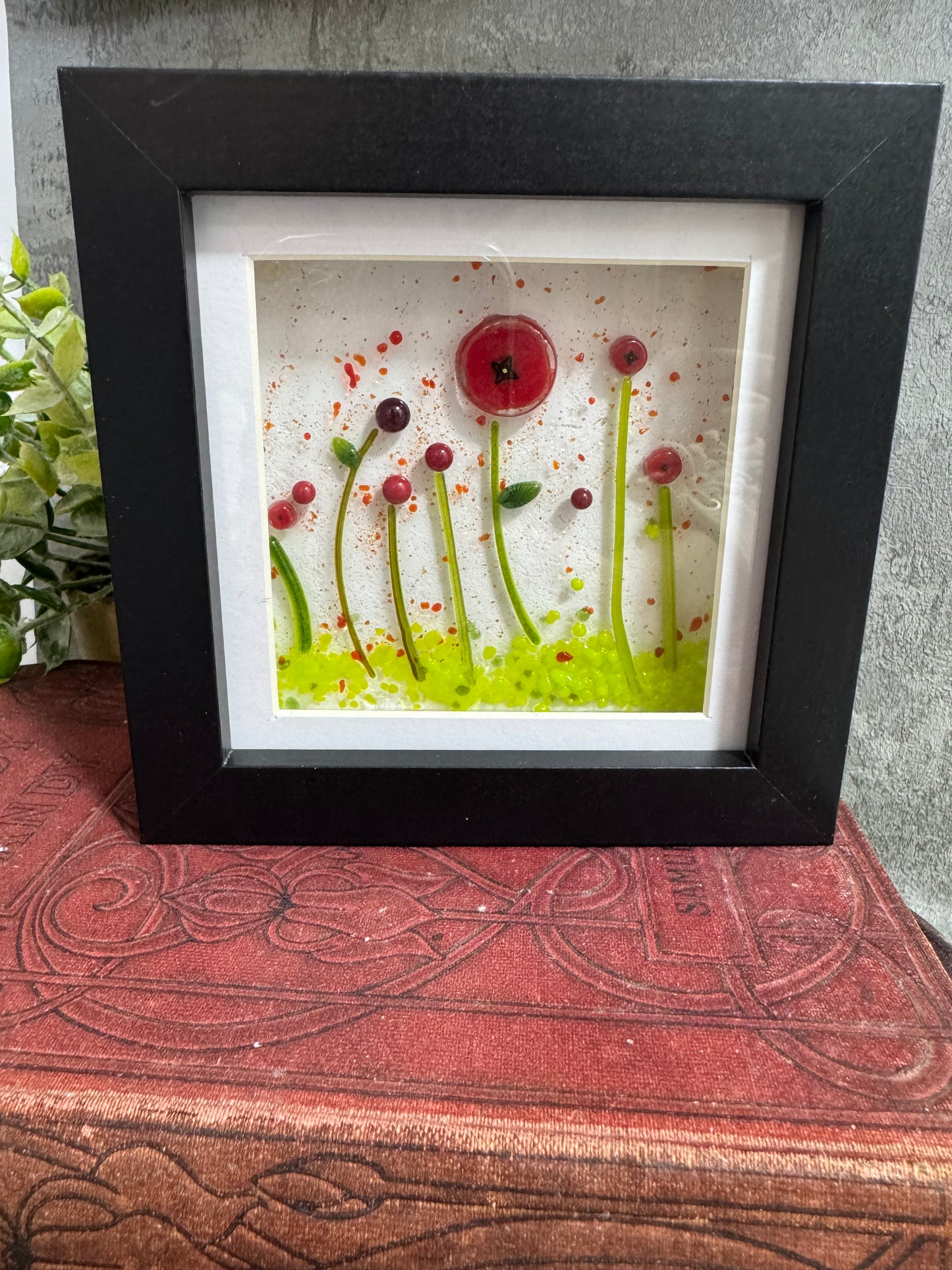 Glass poppy meadow picture frames hand made to order