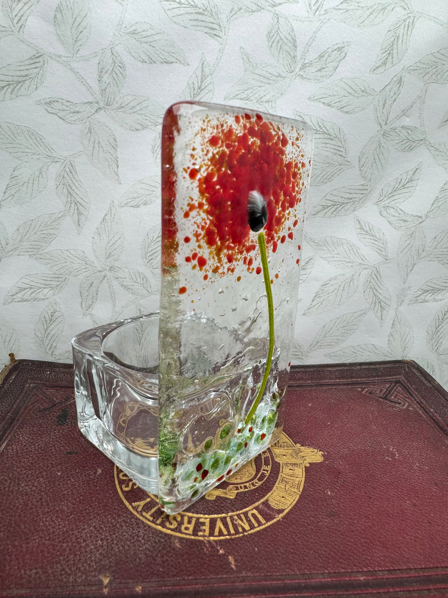 Fused glass flower tea light candle holders