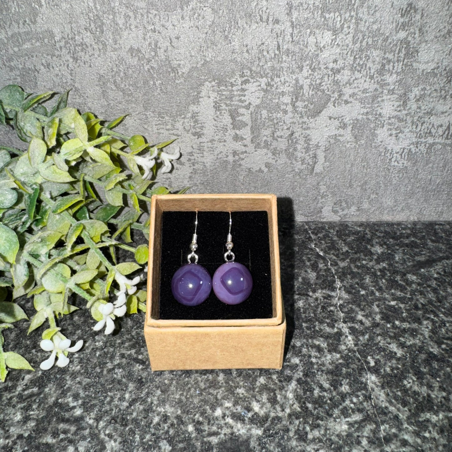 Fused glass drop earrings gold plated over 925 sterling silver hooks
