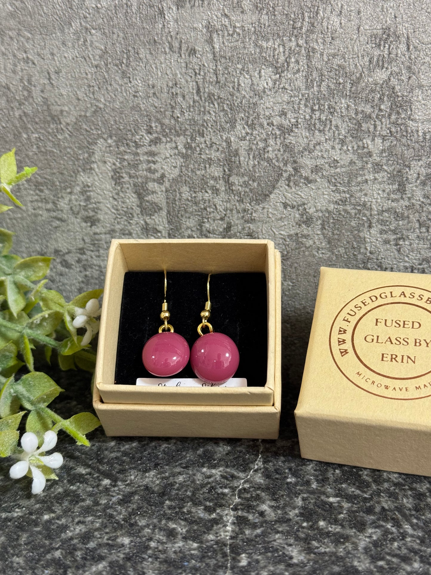 Fused glass drop earrings 925 sterling silver hooks