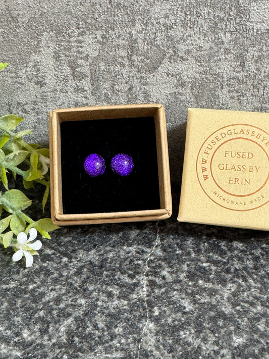 Fused glass stud earrings on stainless steel posts with butterfly backs